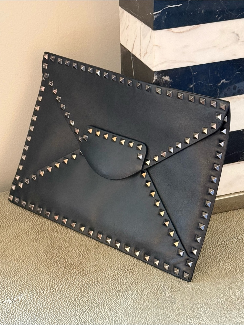 Valentino Garavani Rockstud Untitled Special Edition Leather Envelope Clutch